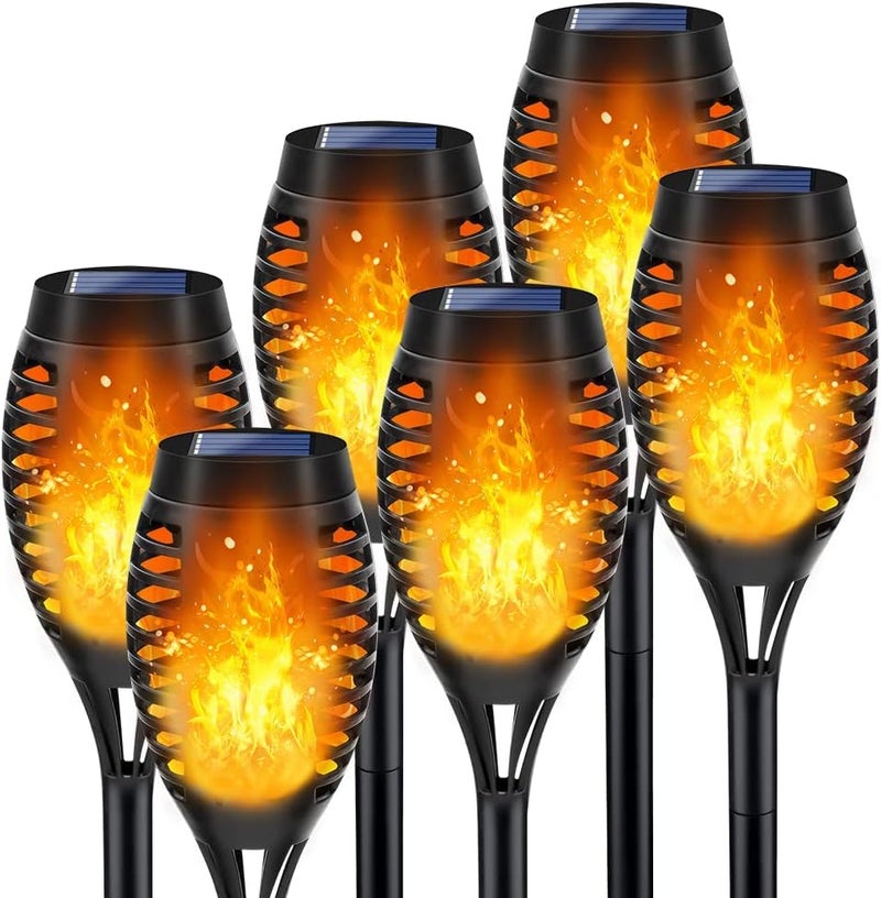 LNRYY Store Outdoor Solar Lights, 6Pack Solar Torch Light with Flickering Flame, Christmas Lights Waterproof for Christmas Decor, Tiki Torches for Outside, Luces Solares para Exteriores Pathway Yard Garden Decor - Image 1